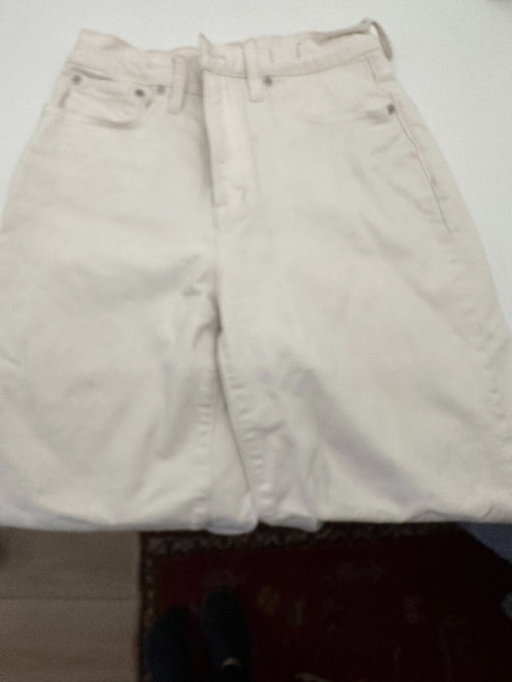 Madewell Perfect Vintage Wide-Leg Crop Jean Size 27 White Off-White Raw Hem